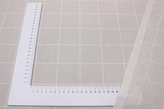 Бязь "Белая клетка на бледно-бежевом", ш.2.2м, хлопок-100%, 115гр/м.кв