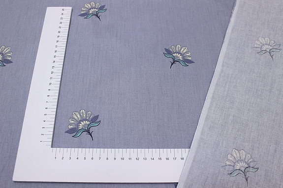 Сатин "Инесса - соцветия" цв.серо-фиолетовая дымка, (комп), ш.1.60м, хлопок-100%, 110гр/м.кв