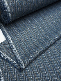 Шерсть пальтово-костюмная Твид "Полоска-пунктир" цв.джинсовый, ш.1.5м, шерсть-30%, п/э-70%