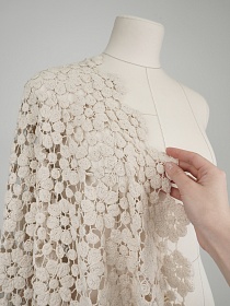 Кроше "Ажурная незабудка" (фестоны с 2х сторон) цв.суровый, ш.1.05м, хлопок-100%, 410гр/м.кв