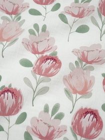 Муслин двухслойный с эф.жатости "Ванесса" (пыльно-розовые цветы), ш.1.35м, хл-100%, 120гр/м.кв