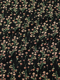 Штапель Премиум "Цветочный ветерок" цв.черный, ш.1.4м, вискоза-100%, 120гр/м.кв