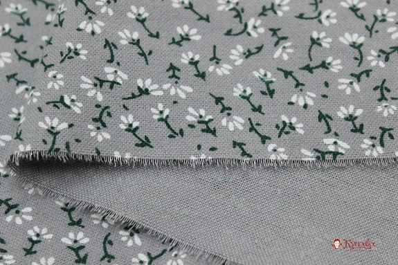 Теплый хлопок "Луговая ромашка" цв.серый, СОРТ2, ш.1.50м, хлопок-100%, 160гр/м.кв