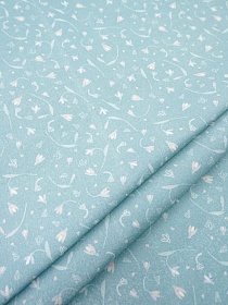 Фланель "Подснежники" цв.св.бирюзово-мятный, СОРТ2, ш.0.95м, хлопок-100%, 180гр/м.кв