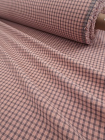 Вареный (стираный) хлопок "Клетка" цв.пыльно-розовый/серый, ш.2.5м, хл-100%, 110гр/кв.м