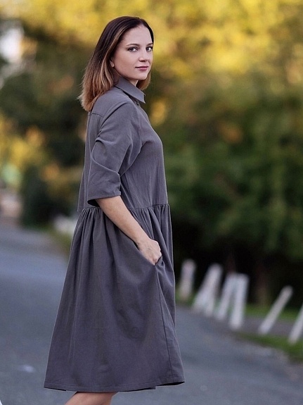 Платье с карманами из плательной вискозы