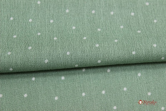 Брак(уценка) Креп-вискоза с эфф.жатости "Россыпь пшена на винтажно-мятном", ш.1.38м, вискоза 100%