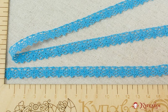 Кружево хлопок-90%, п/э-10%, 12мм, цв.бирюзово-голубой