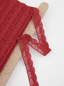 Кружево цв.темно-красный, ш.19мм, хлопок-90%, п/э-10%, рис.110/16