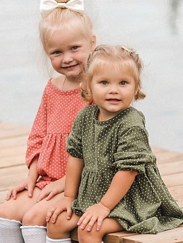 Детские платья из теплого хлопка в горох