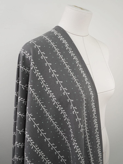 Теплый хлопок "Зимнее очарование" цв.темно-серый, СОРТ2, ш.1.5м, хлопок-100%, 160гр/м.кв