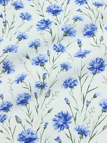 Рогожка "Васильковый луг" цв.белый, ш.1.5м, хлопок-100%, 180гр/м.кв