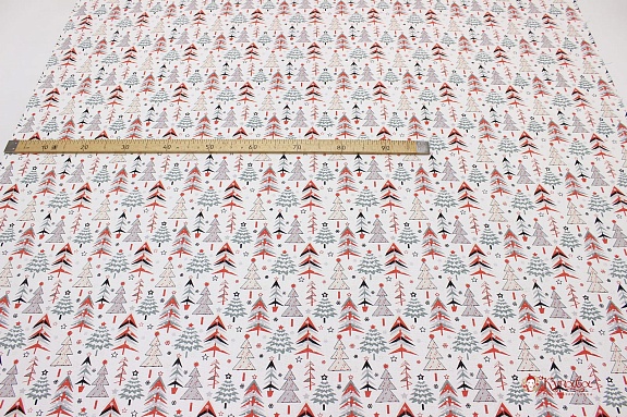 Рогожка "Скандинавские елочки" цв.красный, СОРТ2, ш.1.5м, хлопок-100%, 170гр/м.кв