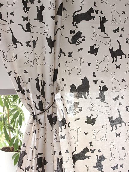 Полулен "Игривая кошечка" цв.топленое молоко, СОРТ2, ш.1.5м, лен-30%, хлопок-70%, 146гр/м.кв