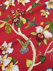 Интерьерный хлопок "Дикая орхидея" цв.рубиново-красный, ш.1.5м, хлопок-100%, 240гр/м.кв
