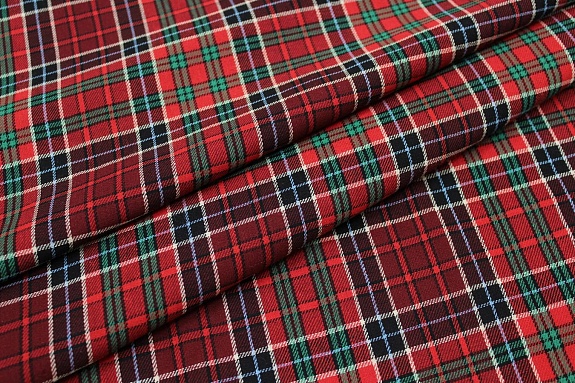 Фуле "Клетка" цв.бордовый/красный, ш.1.45м, хлопок-100%, 130гр/м.кв