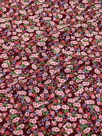 Штапель "Цветочное монпансье" цв.бордовый, ш.1.45м, вискоза-100%, 90гр/м.кв