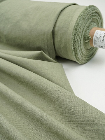 Полулен костюмный с эффектом мятости цв.Хаки шалфей, ш.1.5м, хлопок-70%, лен-30%, 170гр/м.кв