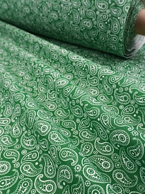 Бязь "Белые огурчики на зеленом", ш.1.5м, хлопок-100%, 122гр/м.кв