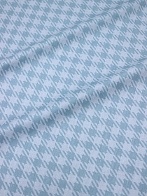 Мерный лоскут(ткань в отрезах) - Сатин "Средняя клетка" цв.св.голубая дымка/бирюзово-серая дымка,