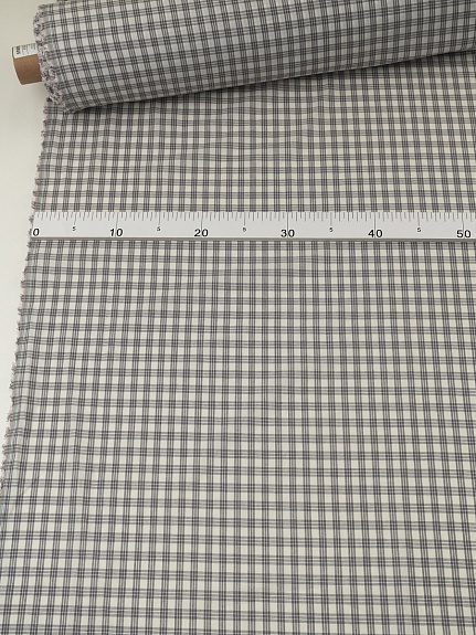 Вареный (стираный) хлопок "Тройная мелкая клетка" цв.т.серый, ш.2.5м, хл-100%, 110гр/м.кв