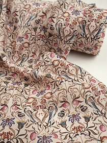 Креп-вискоза плательная "Садовые грезы" цв.бежевый, ш.1.5м, вискоза-80%, нейлон-20%, 80гр/м.кв