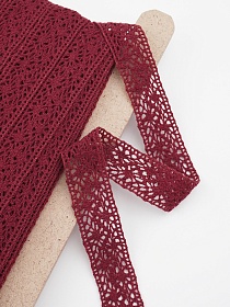 Кружево цв.бордово-красный, ш.27мм, хлопок-90%, п/э-10%, рис.101/16