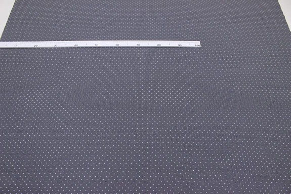 Теплый хлопок "Белый горох (2мм) на графитово-сером с зеленым оттенком",  ш.1.5м, хл-100%, 150гр/м.к