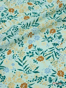 Штапель Премиум "Цветочная зарисовка" цв.бледная мята, ш.1.43м, вискоза-100%, 120гр/м.кв