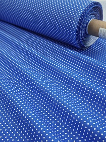 Бязь "Белый горох (3мм) на васильковом", ш.1.5м, хлопок-100%, 120гр/м.кв
