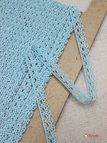 Кружево цв.св.голубая бирюза, ш.12мм, хлопок-90%, п/э-10%, рис.071/19