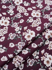 Теплый хлопок "Восточный сад" цв.темно-вишневый, ш.1.45м, хлопок-100%, 150гр/м.кв