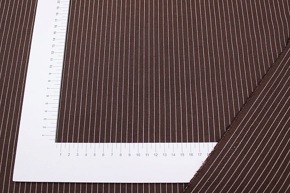 Пестрядь "Средняя полоска на шоколадном-2", ш.1.42м, хлопок-95%, п/э-5%, 140гр/м.кв