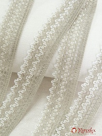 Кружево цв.серый льняной/белый, ш.30мм, хлопок-26%, лен-54%, п/э-20%