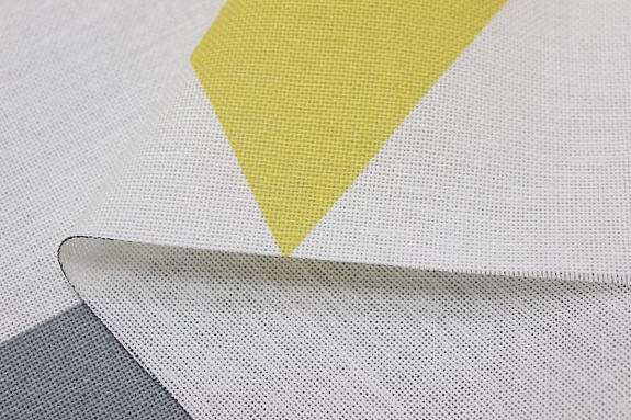 Мерный лоскут(ткань в отрезах) - Ткань для стол. белья с пропит. "Крупные треугольники" цв.сер/желт