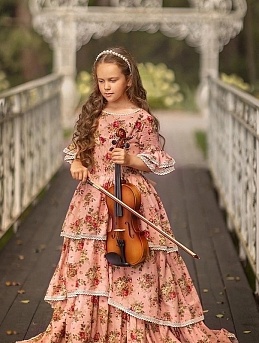 Платье для девочки из полульна "Чайная роза"