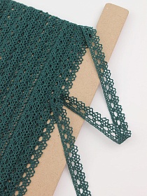 Кружево цв.зеленая морская волна, ш.12мм, хлопок-90%, п/э-10%