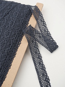 Кружево цв.темно-синий флер, ш.30мм, хлопок-90%, п/э-10%, рис.111/22