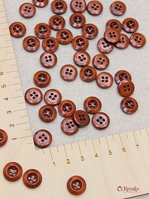 Пуговица красное дерево,13мм, 4 отверстия#018838