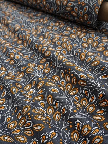 Ситец "Цветочные капли" цв.темно-серый, ш.0.8м, хлопок-100%, 85гр/м.кв