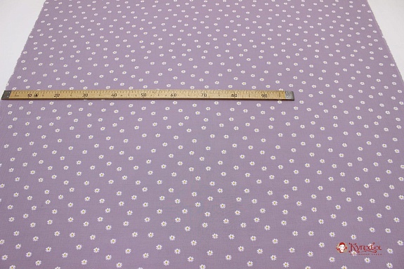 Муслин двухслойный с эф.жатости "Ромашки" цв.серо-лиловый, ш.1.4м, хлопок-100%, 115гр/м.кв