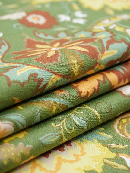 Сатин "Турецкий мотив" цв.кленово-зеленый, ш.2.5м, хлопок-100%, 120гр/м.кв