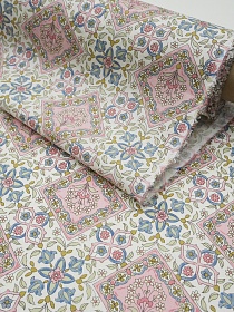 Сатин "Летний витраж - узор" цв.розовый, (комп), ш.1.6м, хлопок-100%, 110гр/м.кв