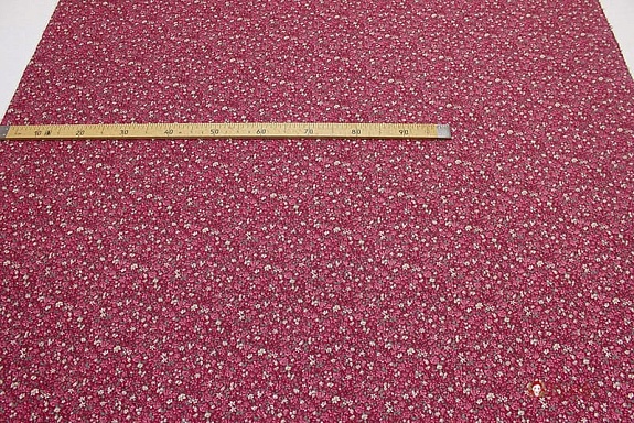 Теплый хлопок "Розовый сад на малиновом", ш.1.44м, хлопок-100%, 160гр/м.кв 