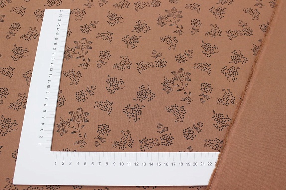 Плательный хлопок "Вербена" цв.розово-каштановый, ш.1.43м, хлопок-100%, 115гр/м.кв