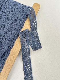 Кружево цв.винтажно-джинсовый, ш.30мм, хлопок-90%, п/э-10%, рис.111/21