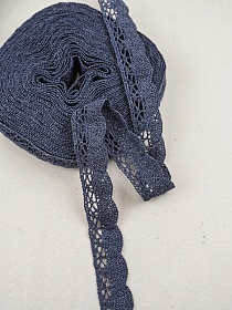 Кружево цв.темный джинс, ш.19мм, хлопок-90%, п/э-10%, 10м, рис.110/22