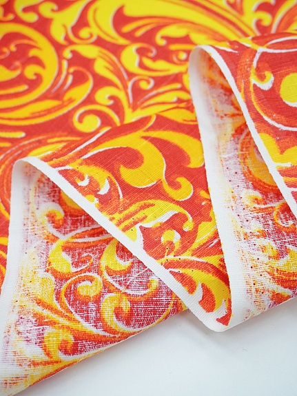 Полулен "Хохлома Перо Жар-птицы", СОРТ2, ш.1.5м, лен-50%, хлопок-50%, 150гр/м.кв