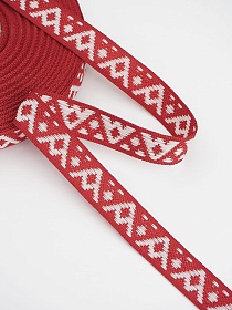 Жак.лента 18мм Славянский оберег "Половина засеянного поля" цв.красный