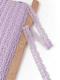 Кружево цв.светло-сиреневый, ш.25мм, хлопок-90%, п/э-10%, рис.044/27